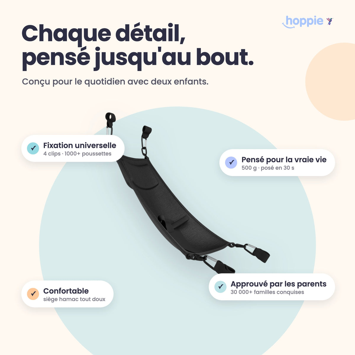 Hoppie – Chaque détail, pensé jusqu'au bout. Conçu pour le quotidien avec deux enfants.