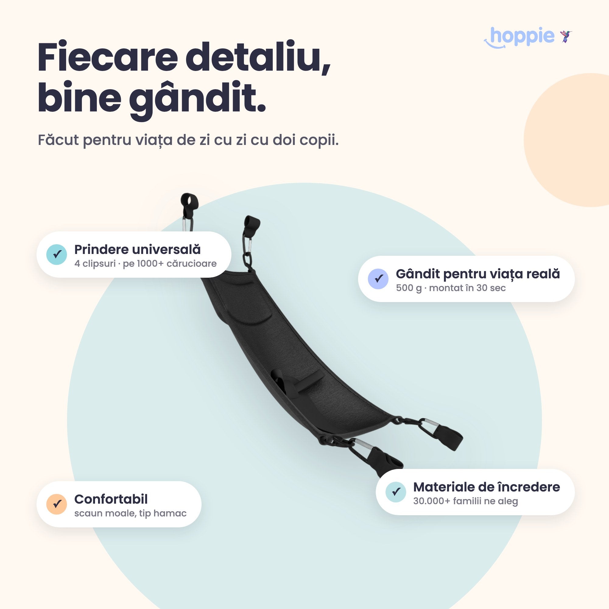 Hoppie – Fiecare detaliu, bine gândit. Făcut pentru viața de zi cu zi cu doi copii.