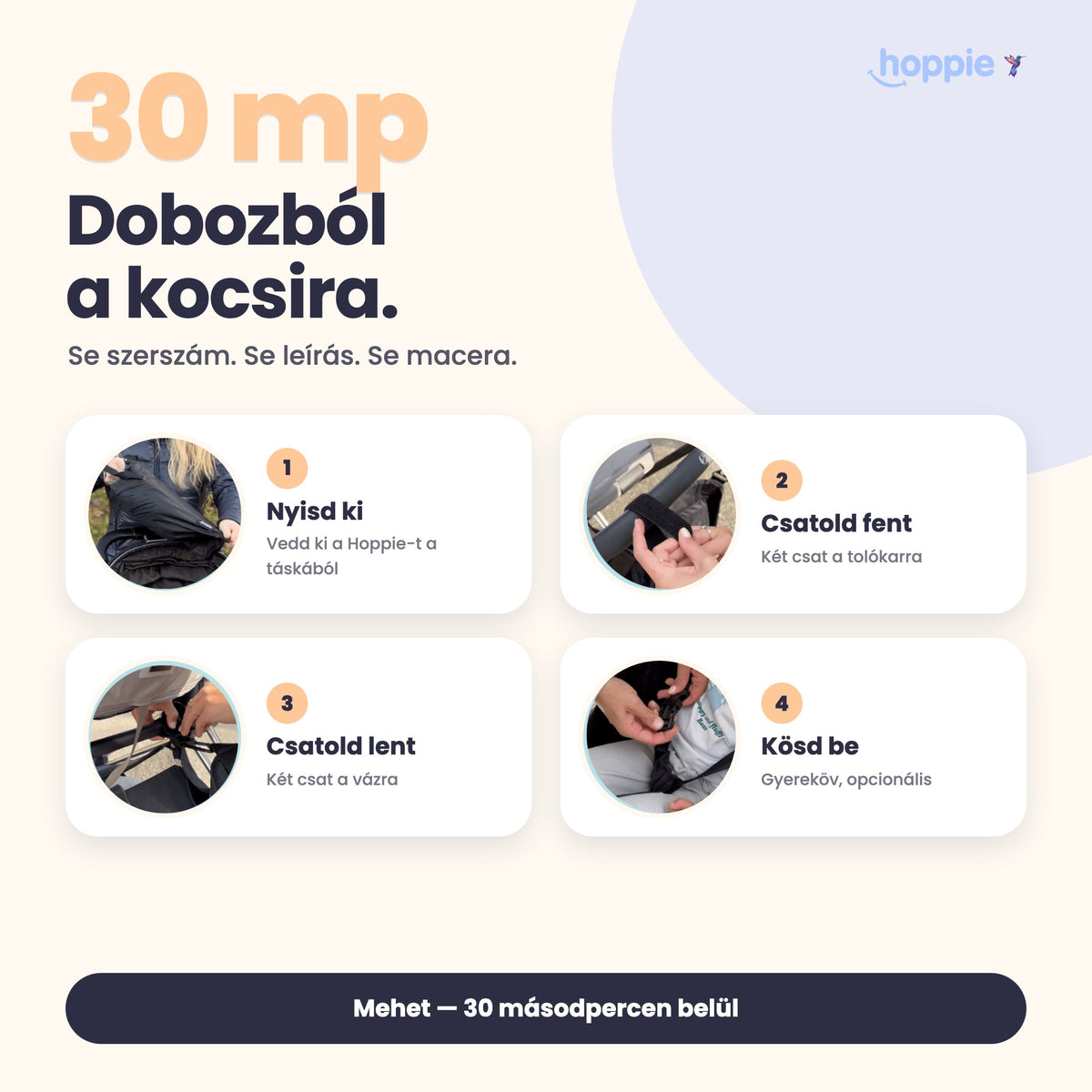 Hoppie – Dobozból a kocsira. Mehet — 30 másodpercen belül