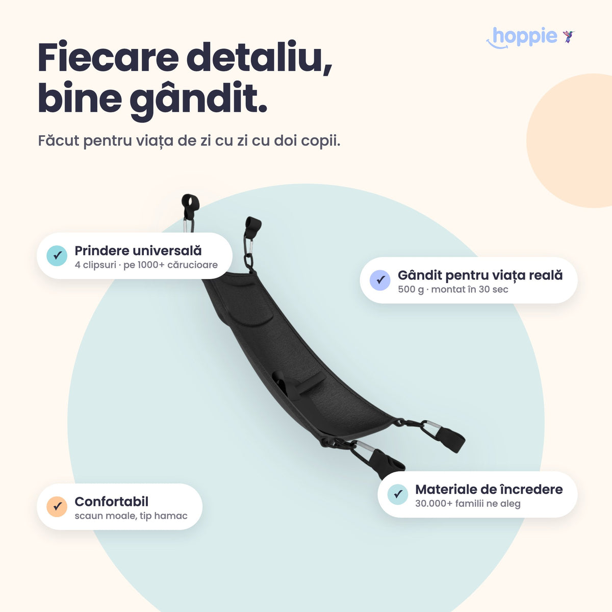 Hoppie – Fiecare detaliu, bine gândit. Făcut pentru viața de zi cu zi cu doi copii.
